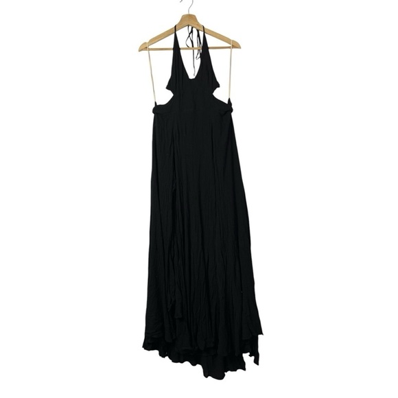 Free People Lillie Black Layered Halter Maxi Dress M - Picture 5 of 7